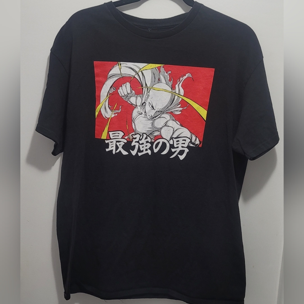 One Punch Man New Adult T-Shirt - Red Box Kanji Image
